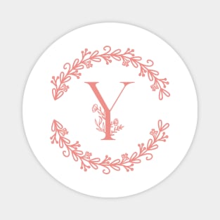 Pink Monogram Letter Y Magnet